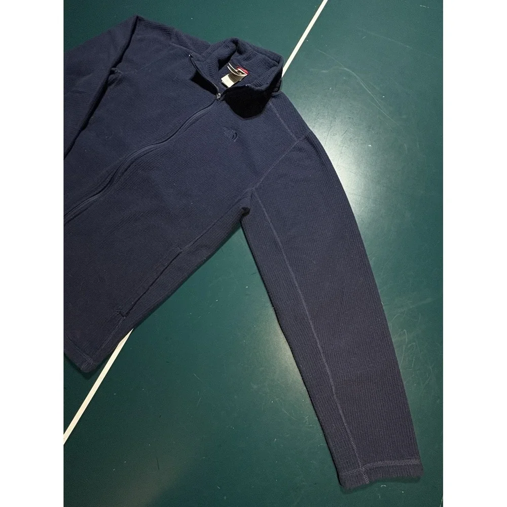 The North Face Waffle Knit Full Zip Jacket Men's Large Navy Blue Fleece‎